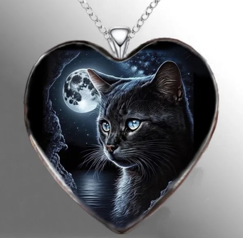 Collana ciondolo gatto - collana, nero