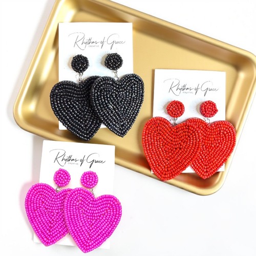 Orecchini cuore perline - cuore,