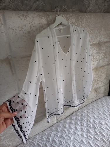 Top blusa monsoon bianco nero - monsoon,