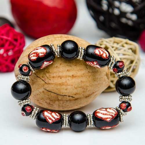 Bracciale cuore nero - cuore,